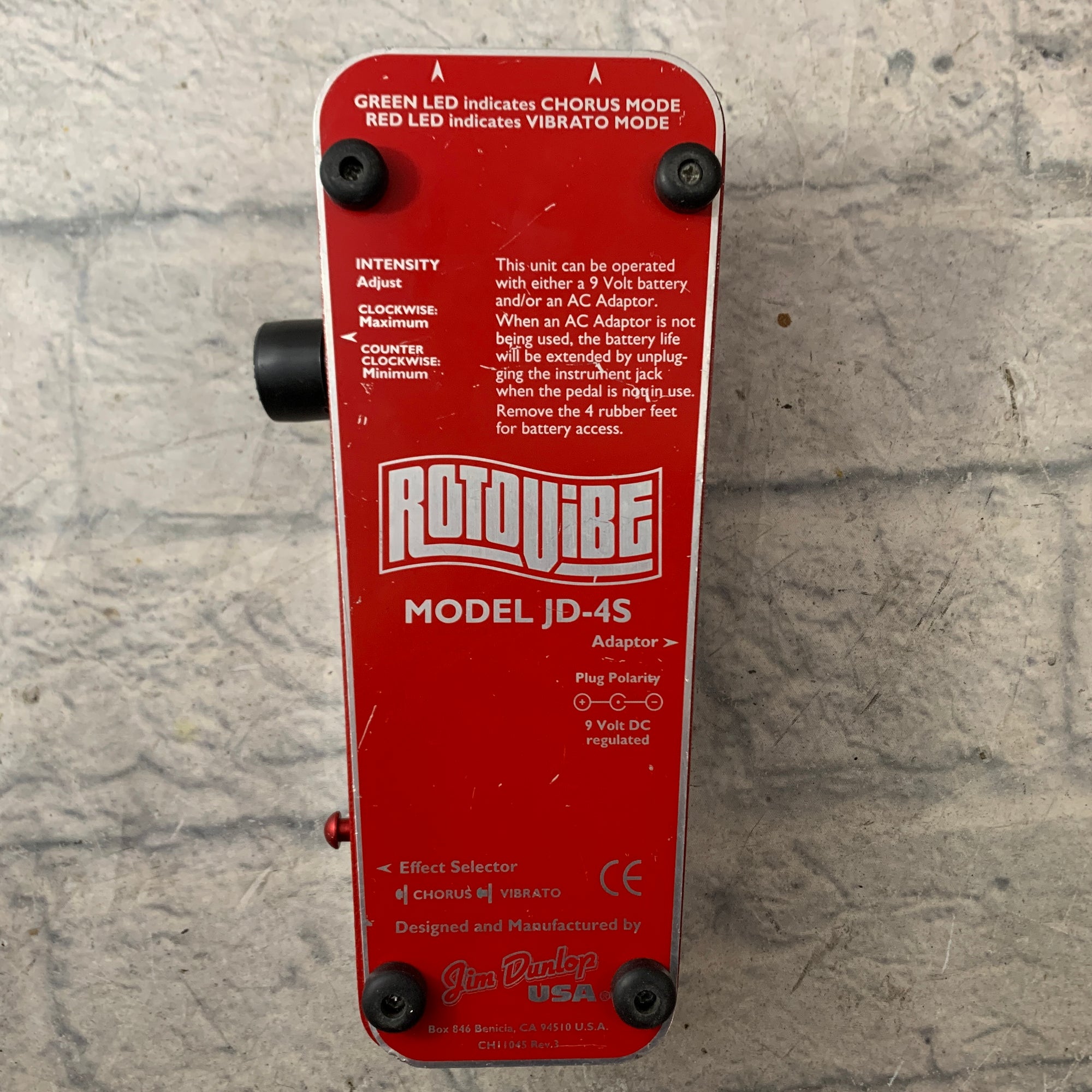 rotovibe pedal Jim Dunlop JD4S Rotovibe Vibrato / Chorus Pedal