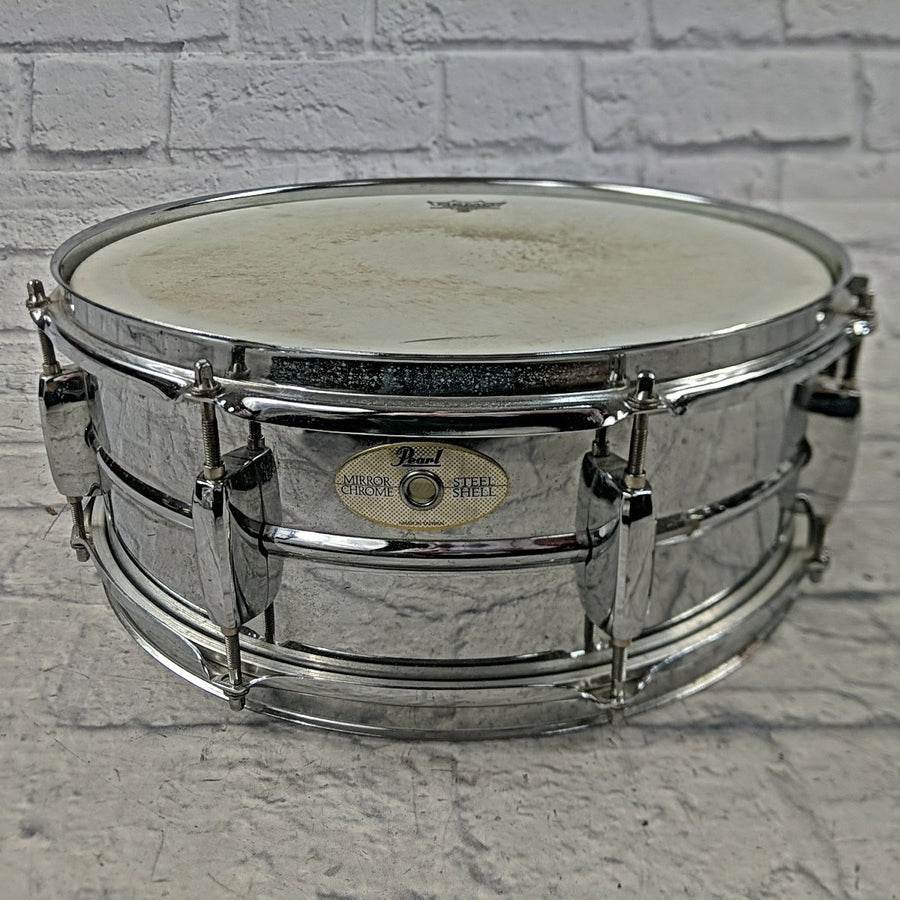 Pearl 14 x 5 Mirror Chrome Steel Shell Snare Drum