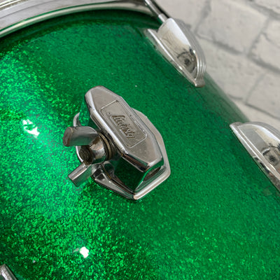 Vintage Ludwig 10 x 14 Green Sparkle Rack Tom B/O Blue and Olive Badge 1970s 1972 / 73