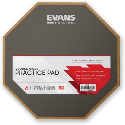 Evans RealFeel 2-Sided Speed and Workout Drum Pad Gray 6 in.