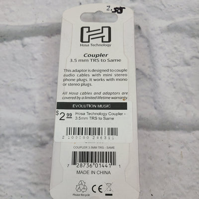 Hosa Technology Coupler - 3.5mm TRS to Same