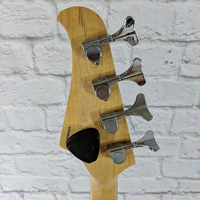 Silvertone Satin Wood Finish 4 String Electric Bass Guitar
