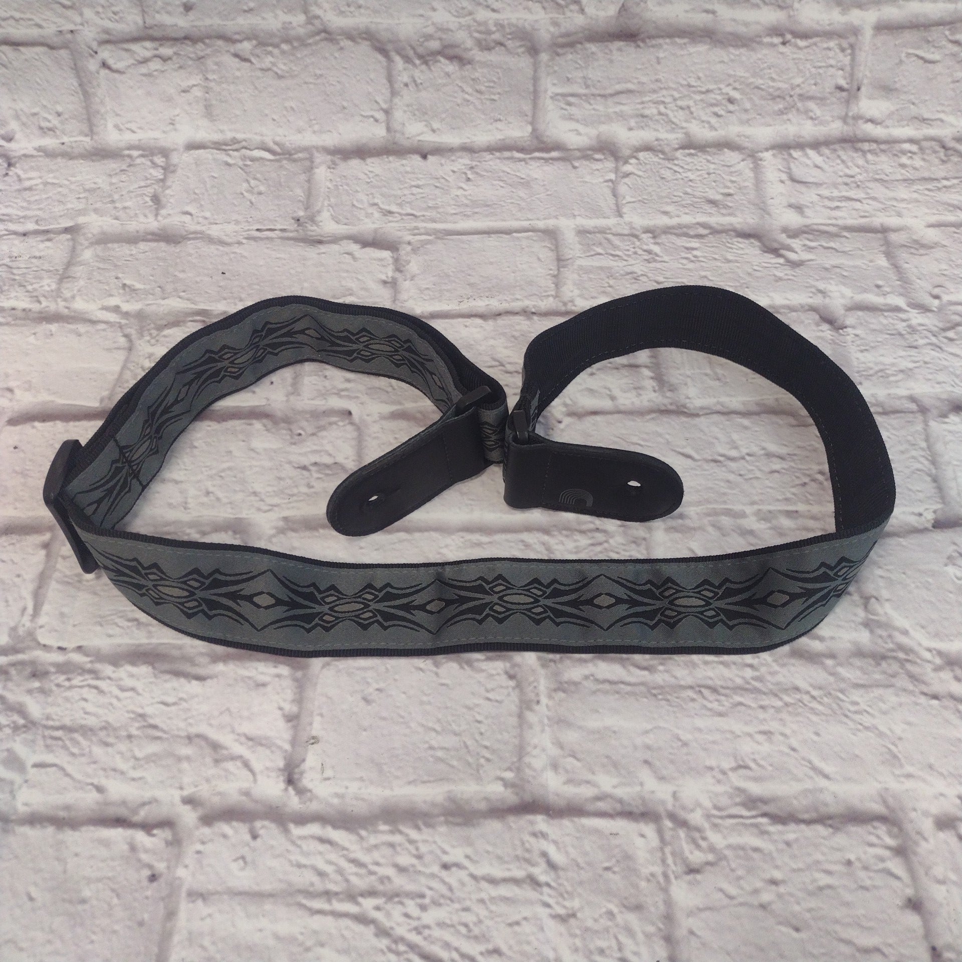 D'Addario Black Gray Tribal Pattern Woven Guitar Strap