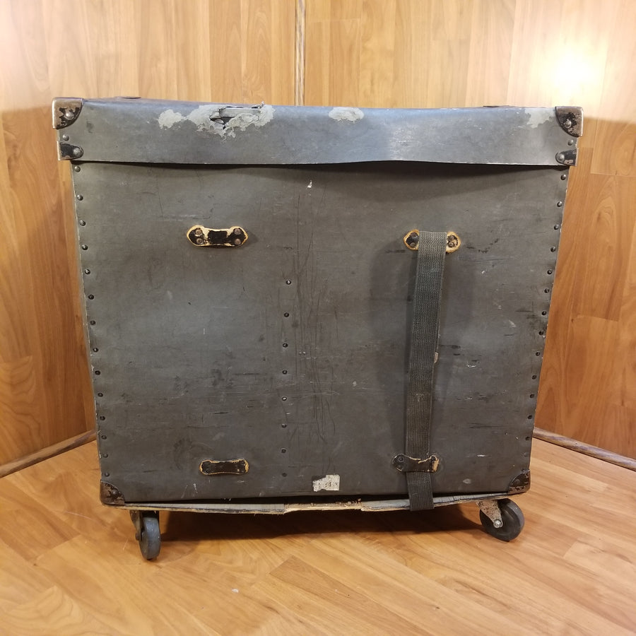Vintage Fiber Drum Hardware Trap Case w Wheels 27x23x13