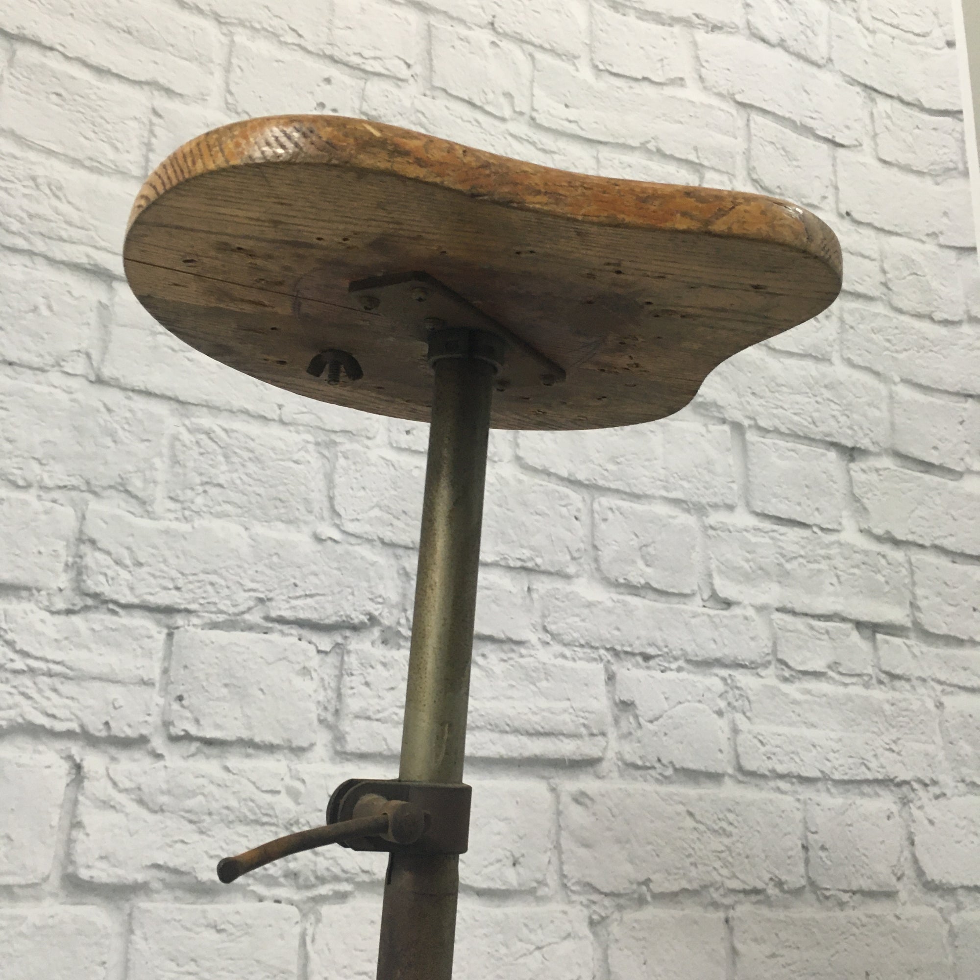 Walberg & Auge Vintage Stool/Throne with Wood Seat - Nickel Plating