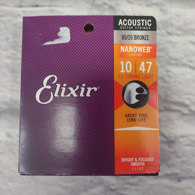 Elixir Nanoweb 12-String Light 10-47 Acoustic Guitar Strings