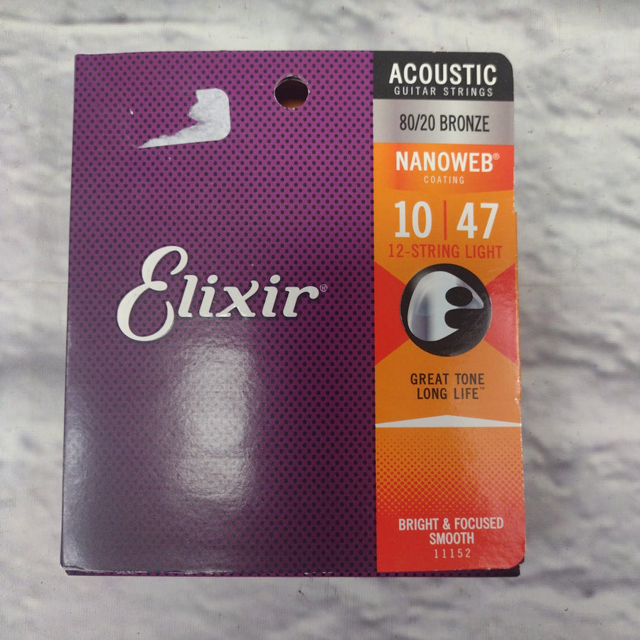 Elixir Nanoweb 12-String Light 10-47 Acoustic Guitar Strings
