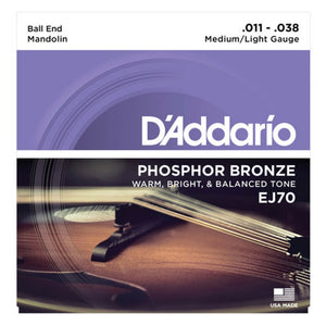 Daddario EJ70 8 string Mandolin Phosphor Bronze strings Me/light Ball end
