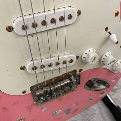 Pink Strat Style Electric Guitar