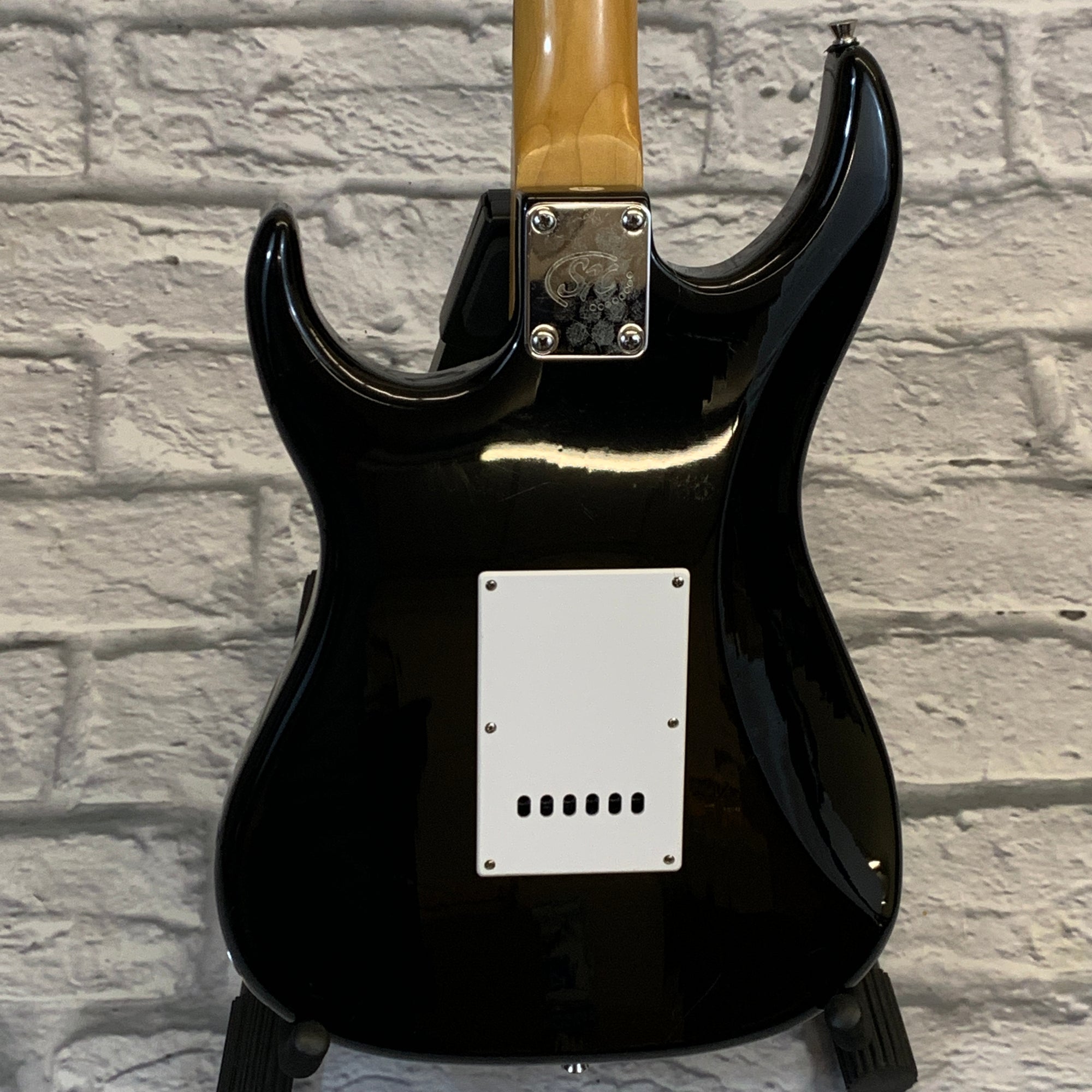 Partscaster HSS Electric Guitar Black w/ Neon Green Pickguard