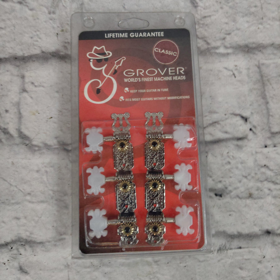 Grover 303N 3 per side Classical Guitar Tuning Machine Heads, Nickel