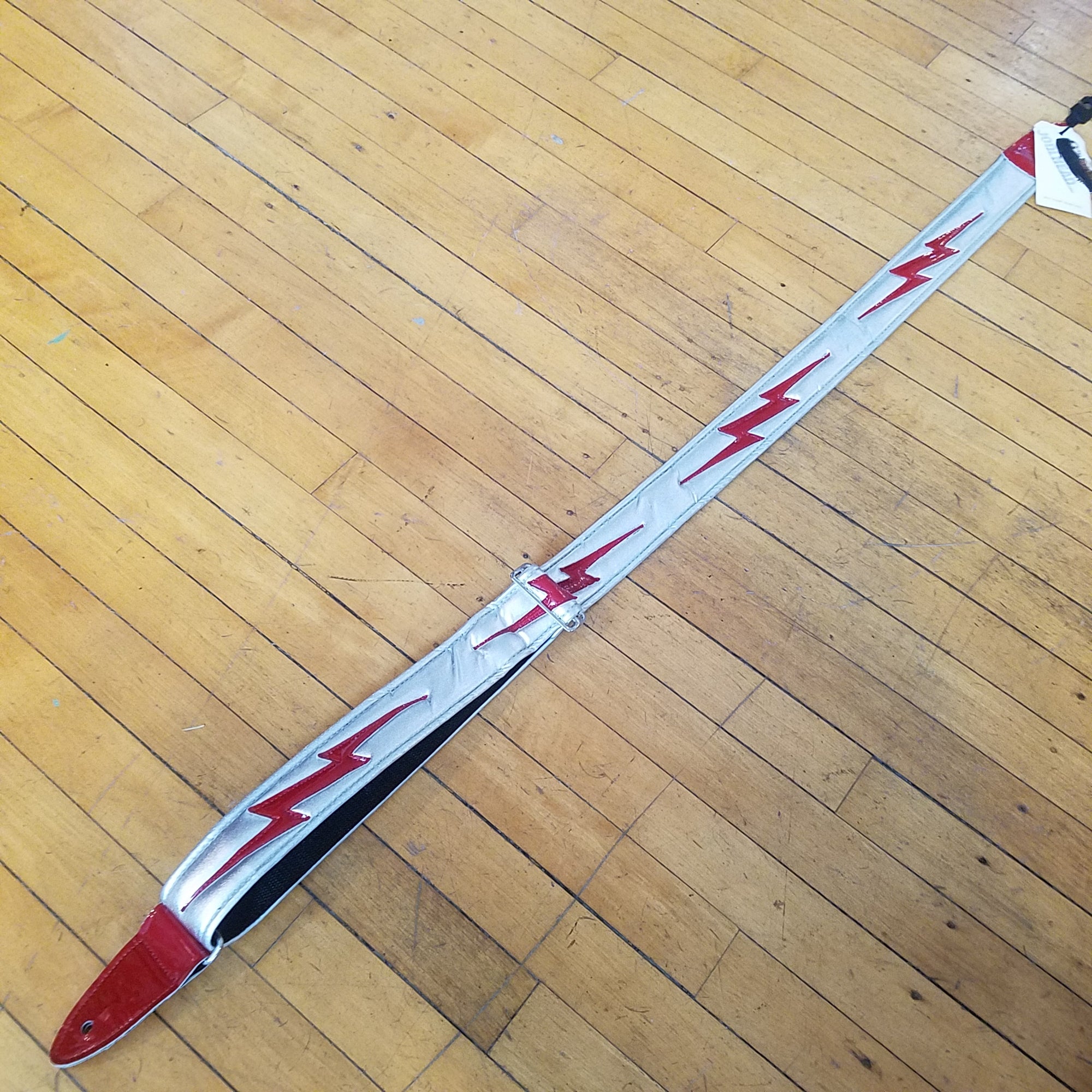 Jodi Head Silver and Red Bolt Slider Guitar Strap