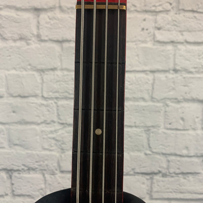 De-Fretted Crescent P-Bass 4 String - Red Glitter Matching Headstock