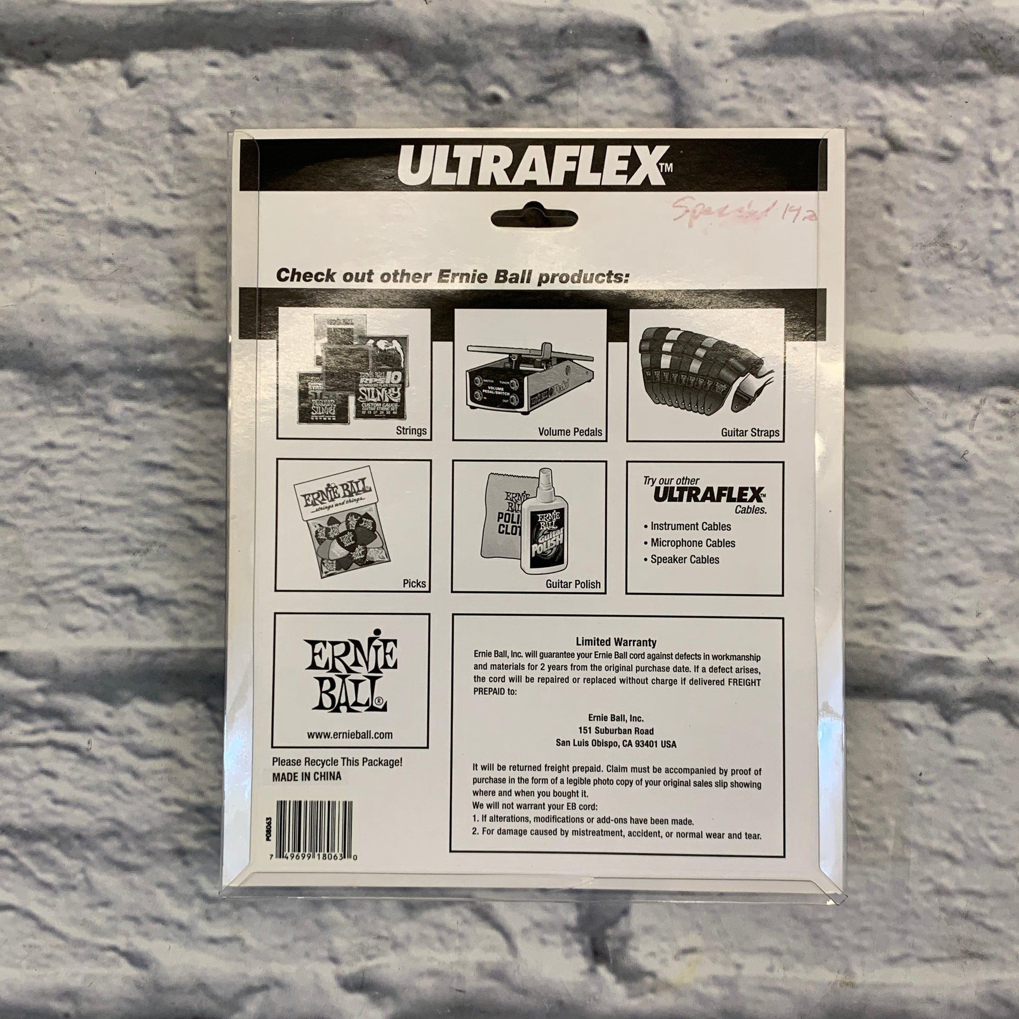 Ernie Ball Ultraflex 20ft Instrument Cable