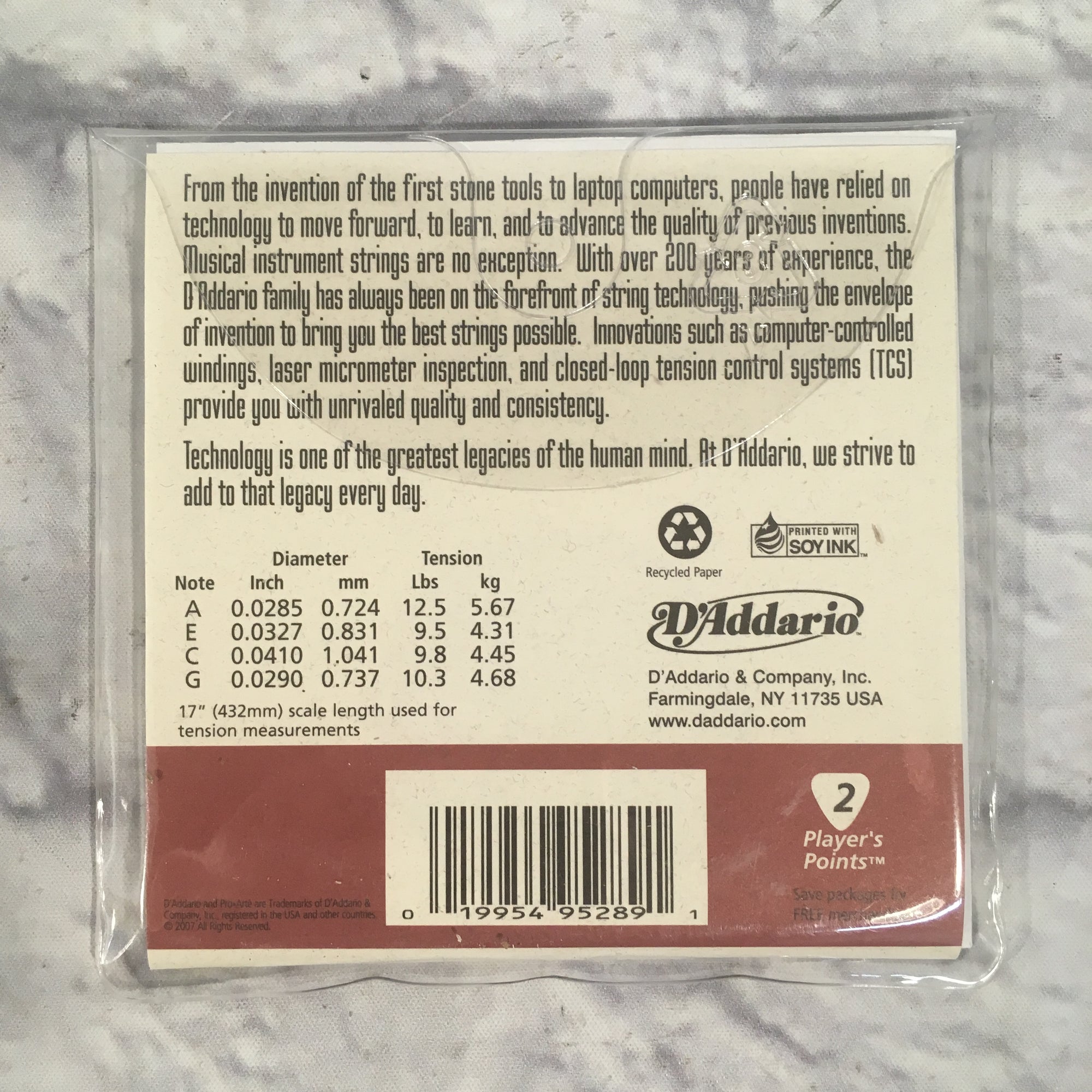 D'Addario Clear Nylon J71 Pro-Arte Tenor Ukulele Strings 0285, 0327, 0410, 0290