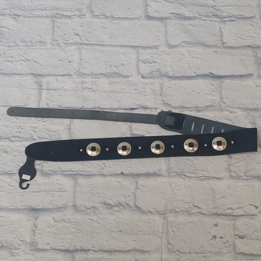 D'Addario Planet Waves 2.5" Suede Leather Conchos Black Strap