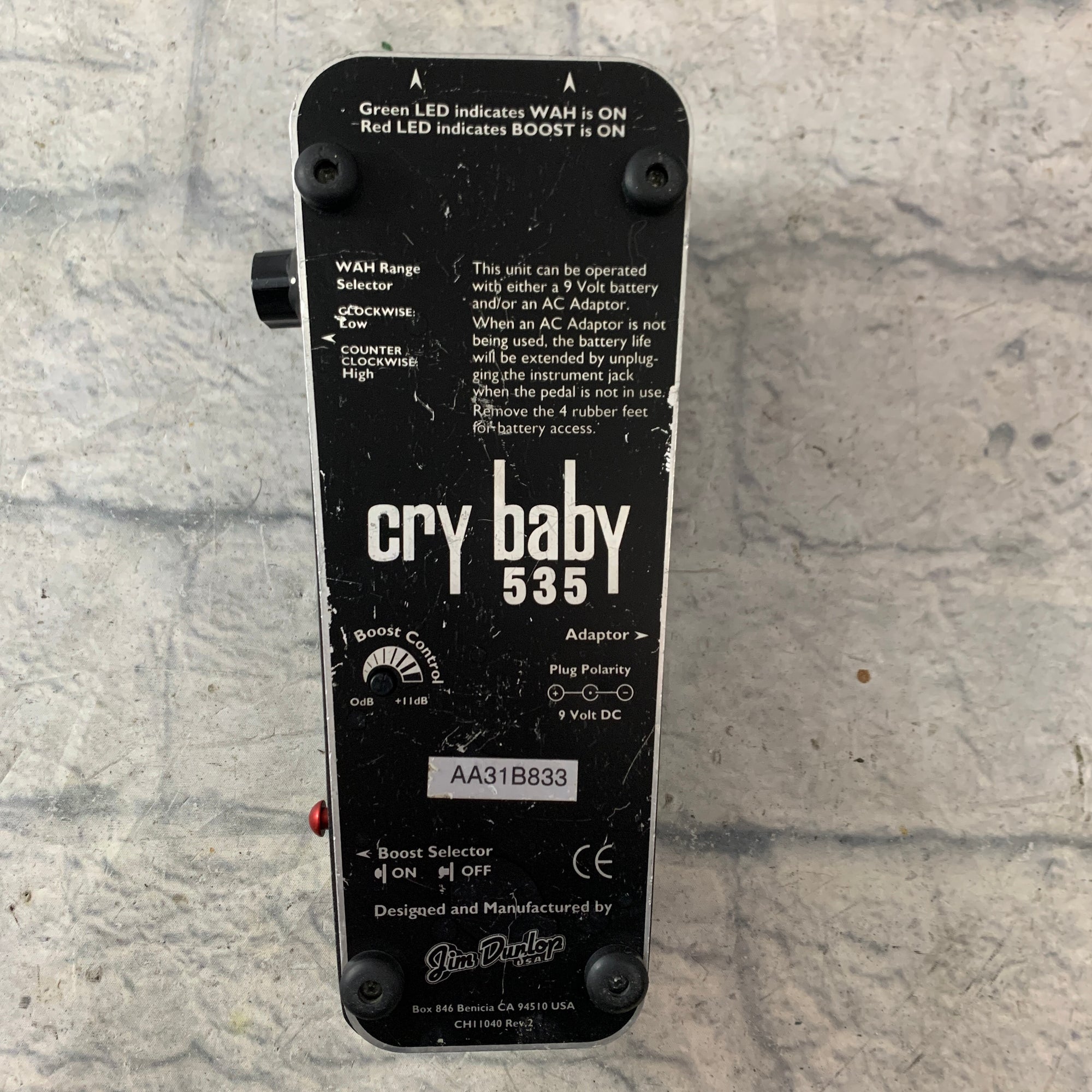 Dunlop Crybaby 535 Wah Pedal - Evolution Music