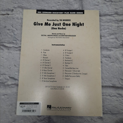 Just One Night Young Concert Band - Score and Parts