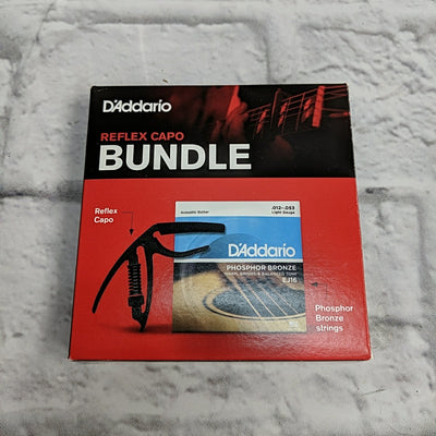 D'Addario Reflex Capo Bundle with 12-53 Phosphor Strings