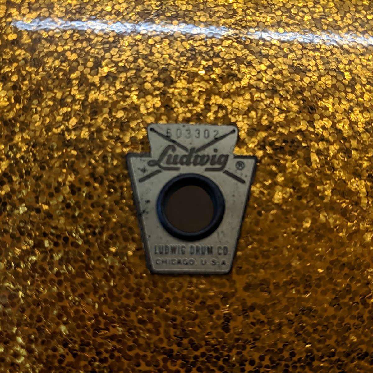 Vintage 1968 Ludwig 14x28 Keystone Badge Gold Sparkle Bass Drum
