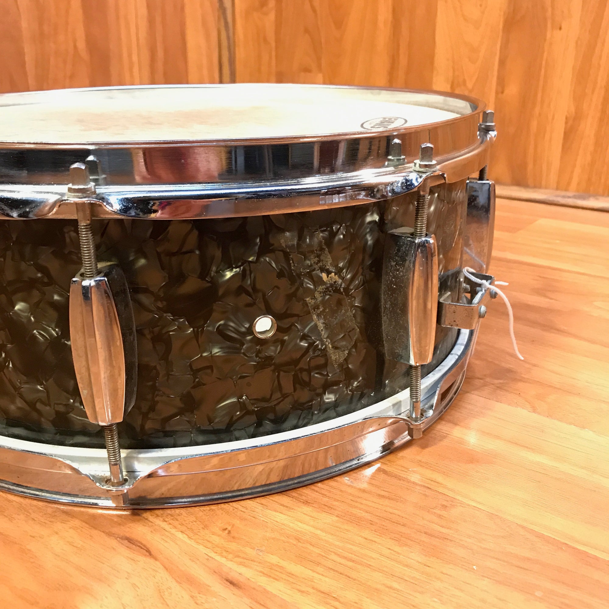 Rare 1960s Vintage Pearl 14x5.5 Maple 3Ply Snare Drum Black DIamond Finish