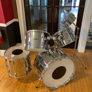 Vintage MIJ Pearl Wood Fiberglass Chrome  4pc Drum Kit