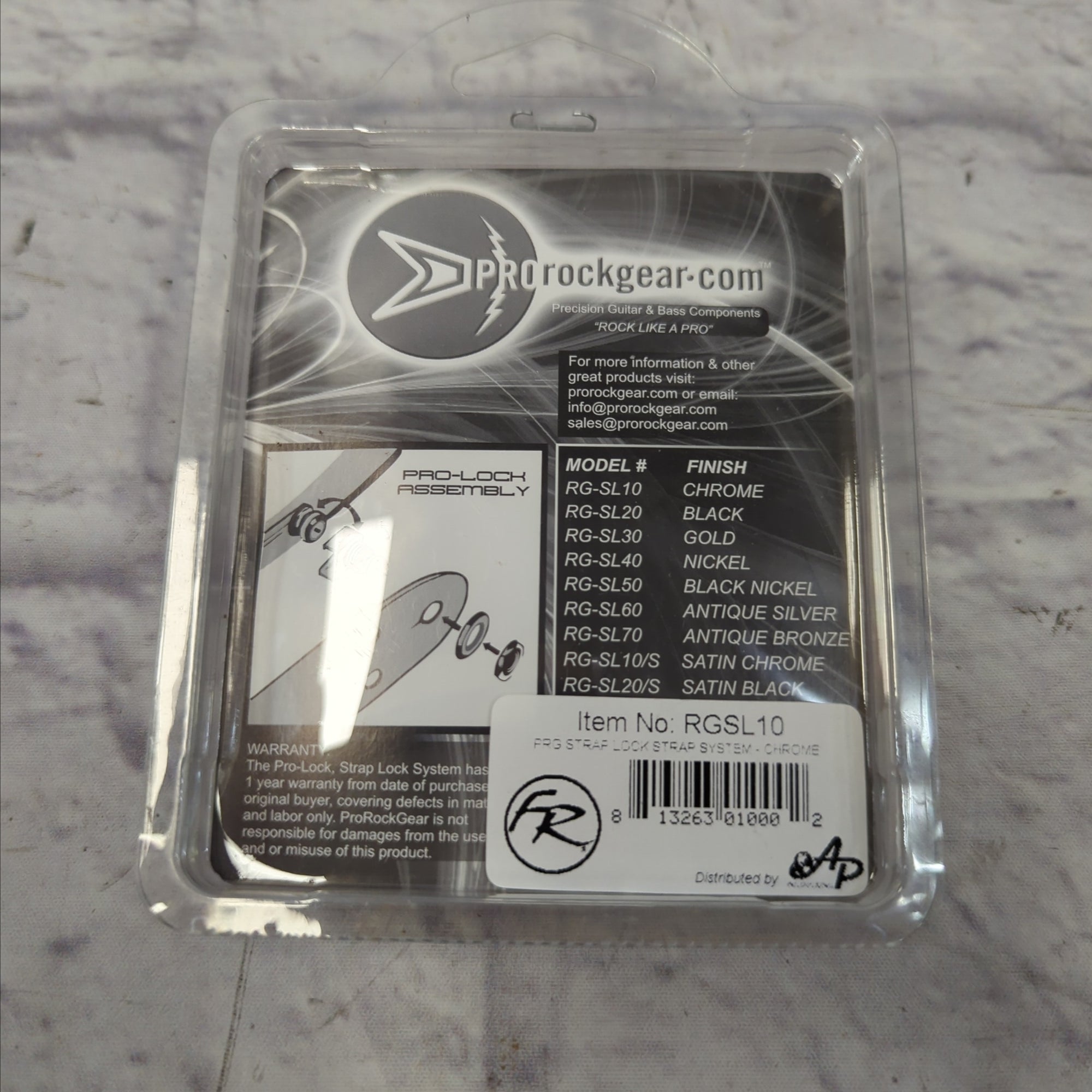 Pro Strap Lock System Chrome Pair Set  for Guitar / Bass  by Pro Rock Gear