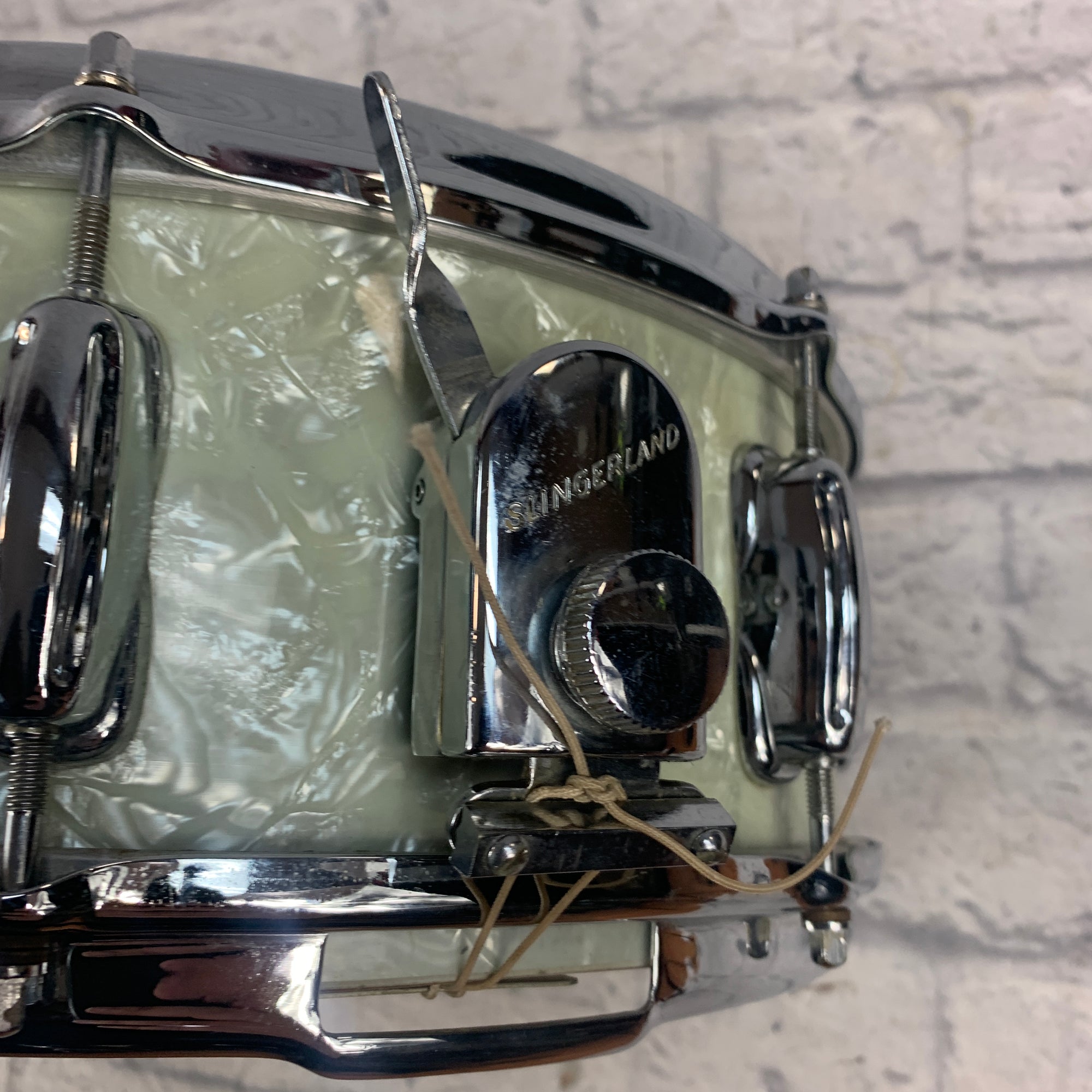 Vintage 1967 Slingerland Gene Krupa 14x5.5 Snare - White Marine Pearl