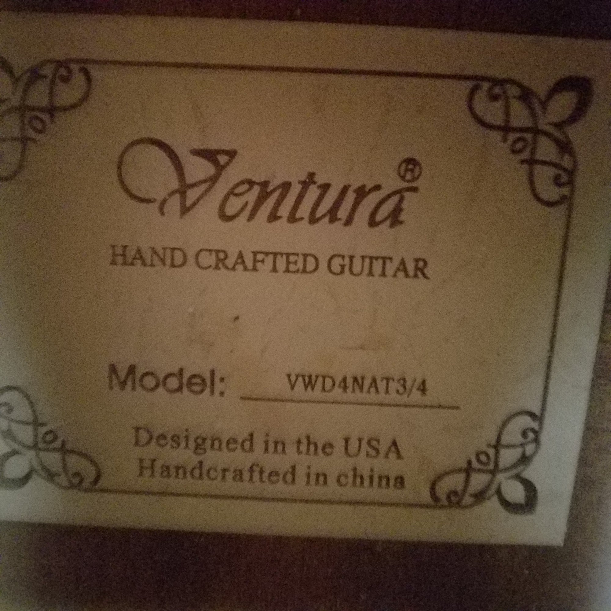 Ventura VWD4NAT3/4 Acoustic Guitar - New Old Stock!