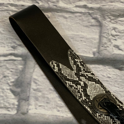Unknown 2" Leather/Snake Print Guitar Strap