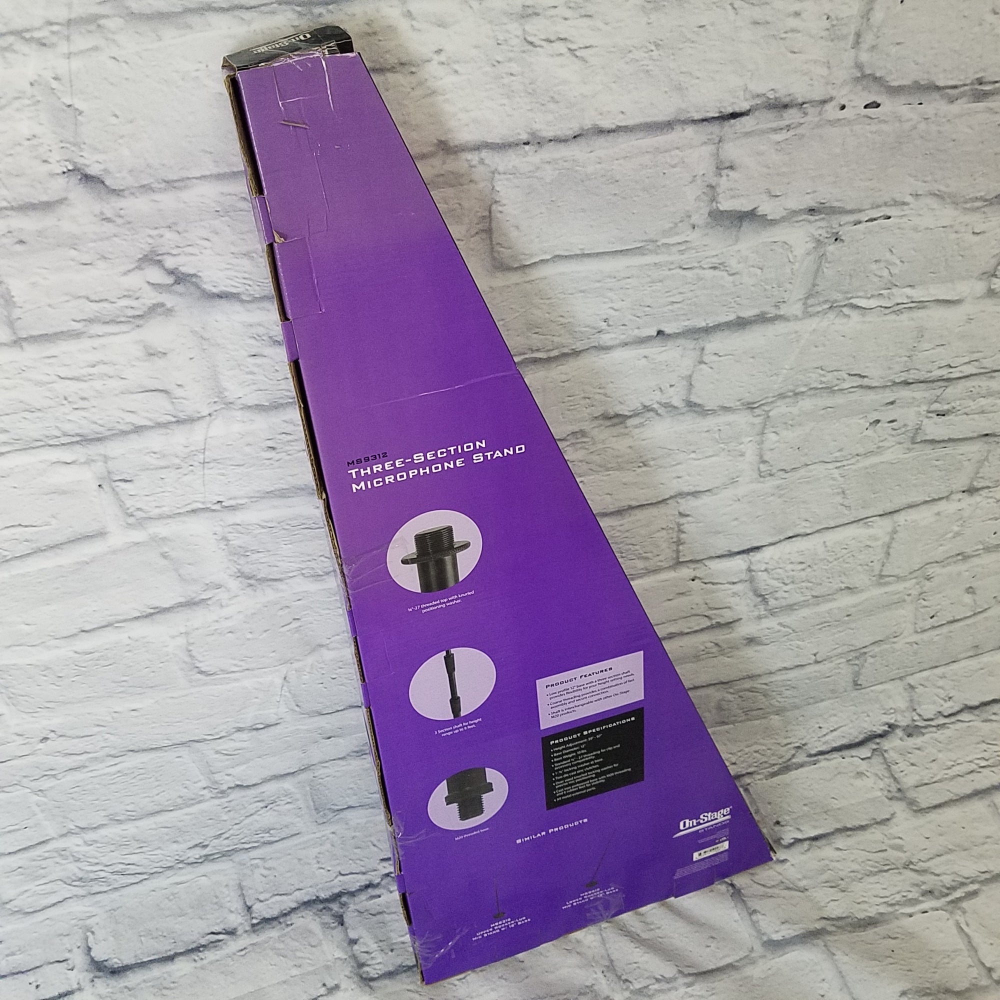 On Stage MS9312 3-Section Mic Stand 8 ft.