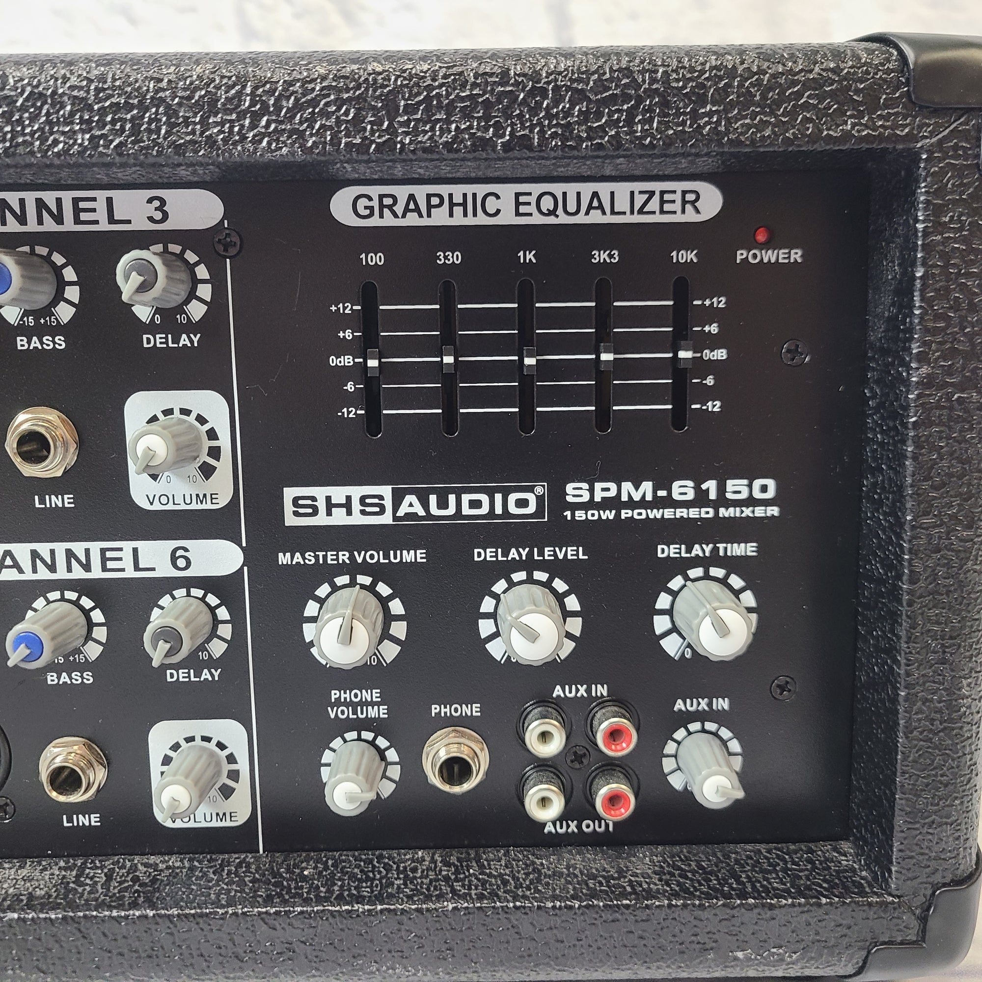 SHS Audio SPM-6150 6 Channel 150 Watt Powered Mixer with Delay
