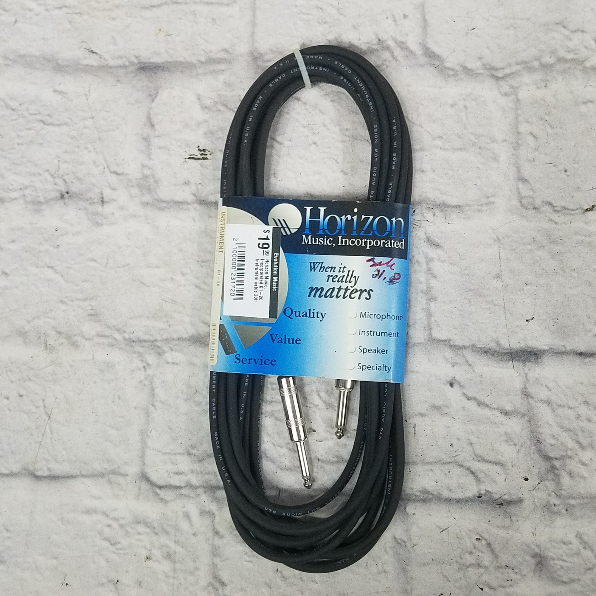 Horizon Music, Incorporated G1-20 Instrument cable 20ft
