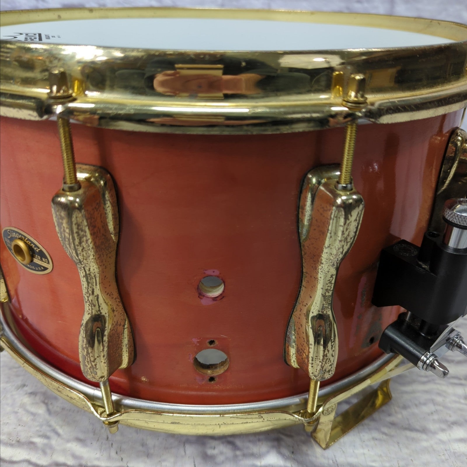 Slingerland 8x14" Magnum Model 702 10 Lug - Red Violin w/ Custom Brass Hardware