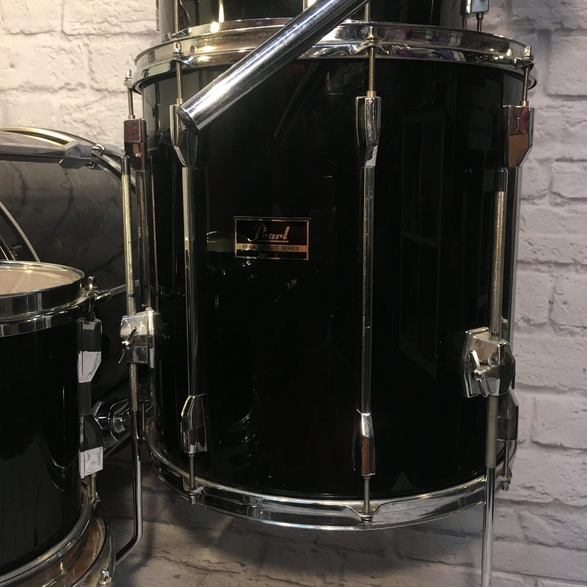 1990's Pearl Export 6 Piece Black Drum Kit