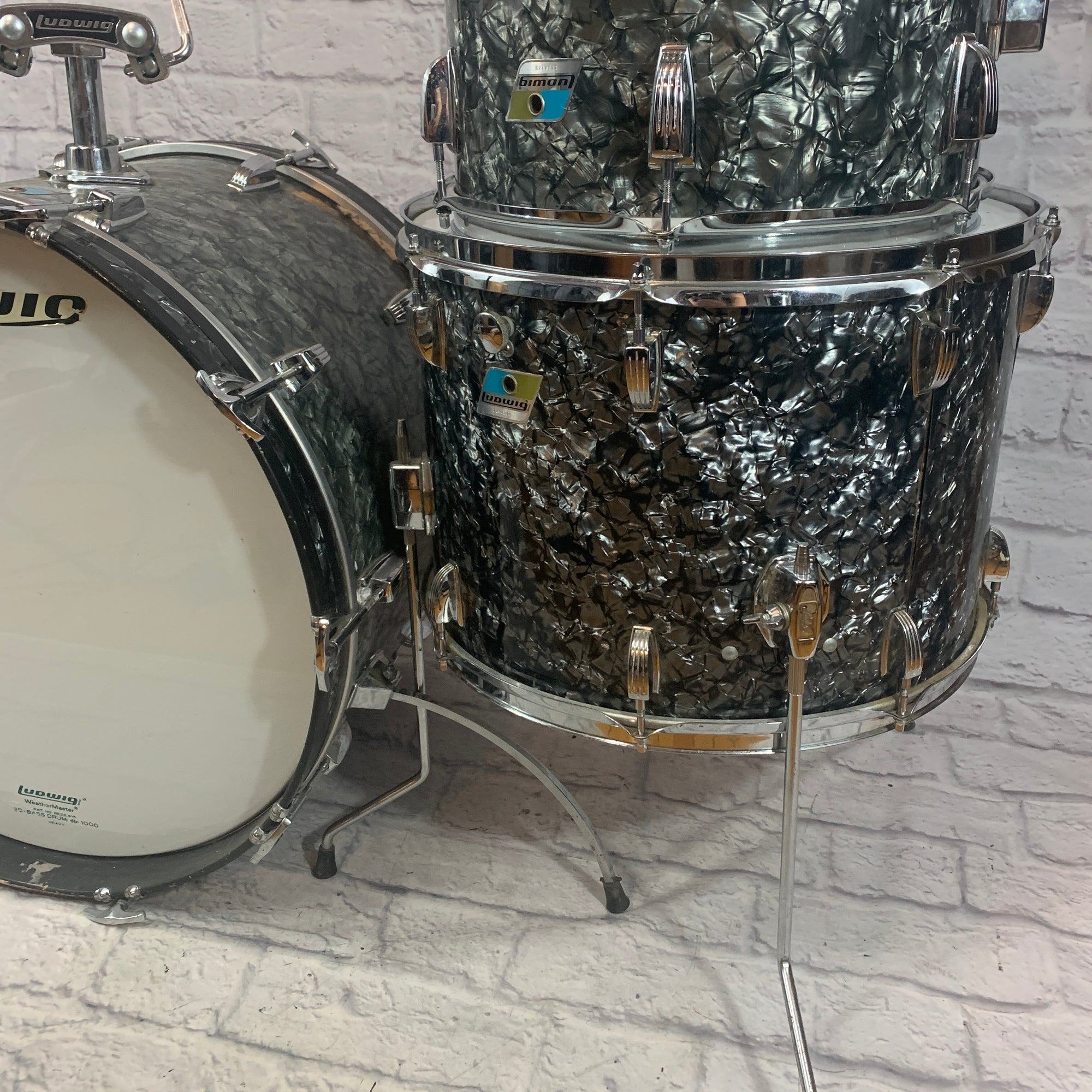 Vintage 70s Ludwig Black Diamond Pearl Drum Kit