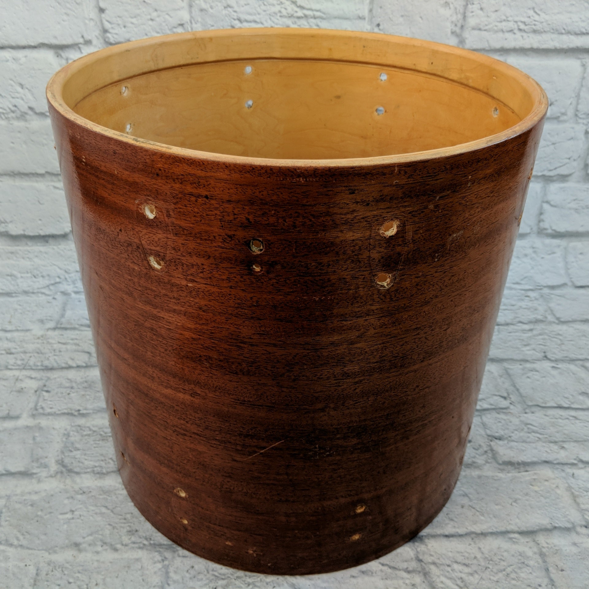 Slingerland Vintage 70s Ribbon Mahogany Veneer 3ply Clear Maple Interior 16x16 Floor Tom Shell
