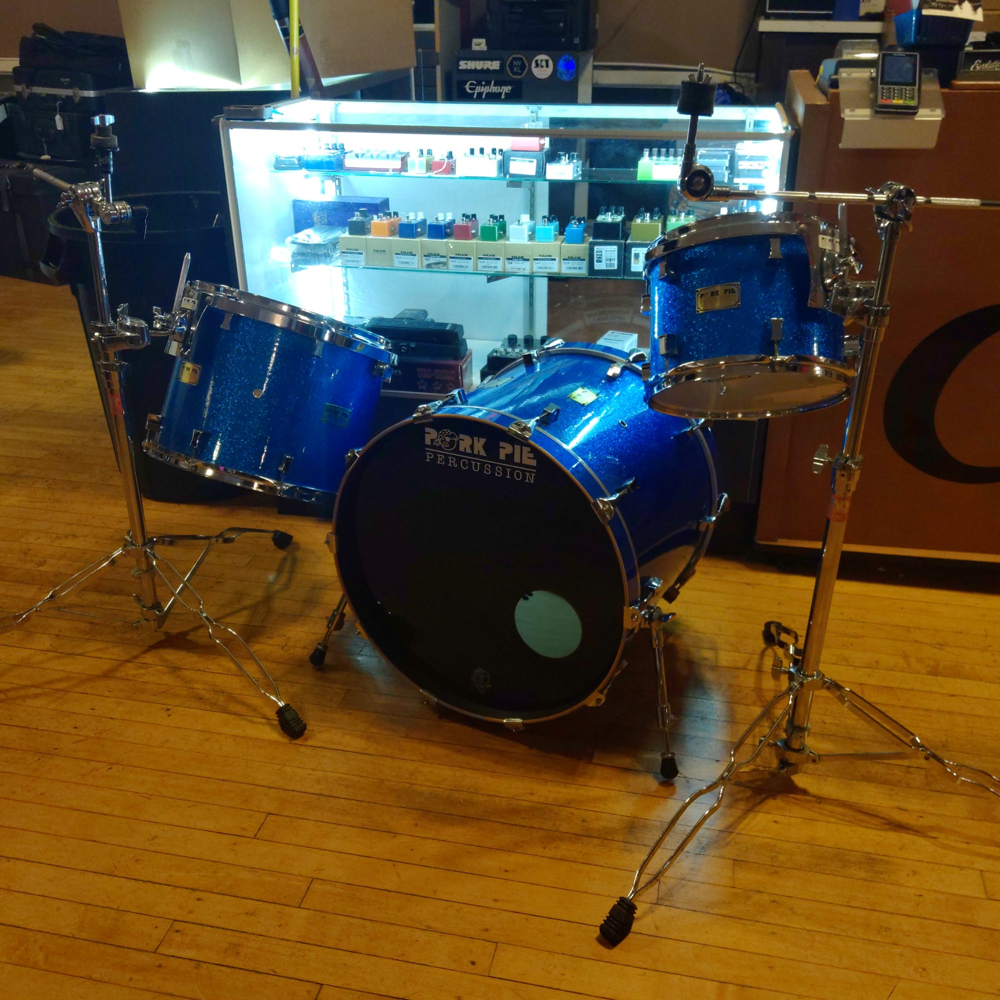 Pork Pie Blue Sparkle 3 Piece Maple Drum Kit