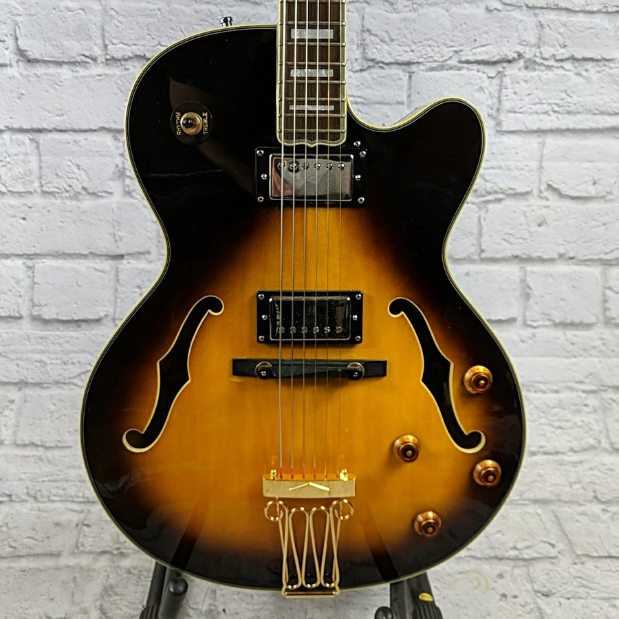 Epiphone Joe Pass Emperor II VS Vintage Sunburst with Upgraded Seymour Duncan Seth Lover Pickups and Hardshell Case