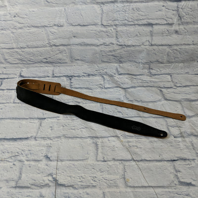 Levy's Premium 2.5" Black Brown Leather Soft Guitar Strap