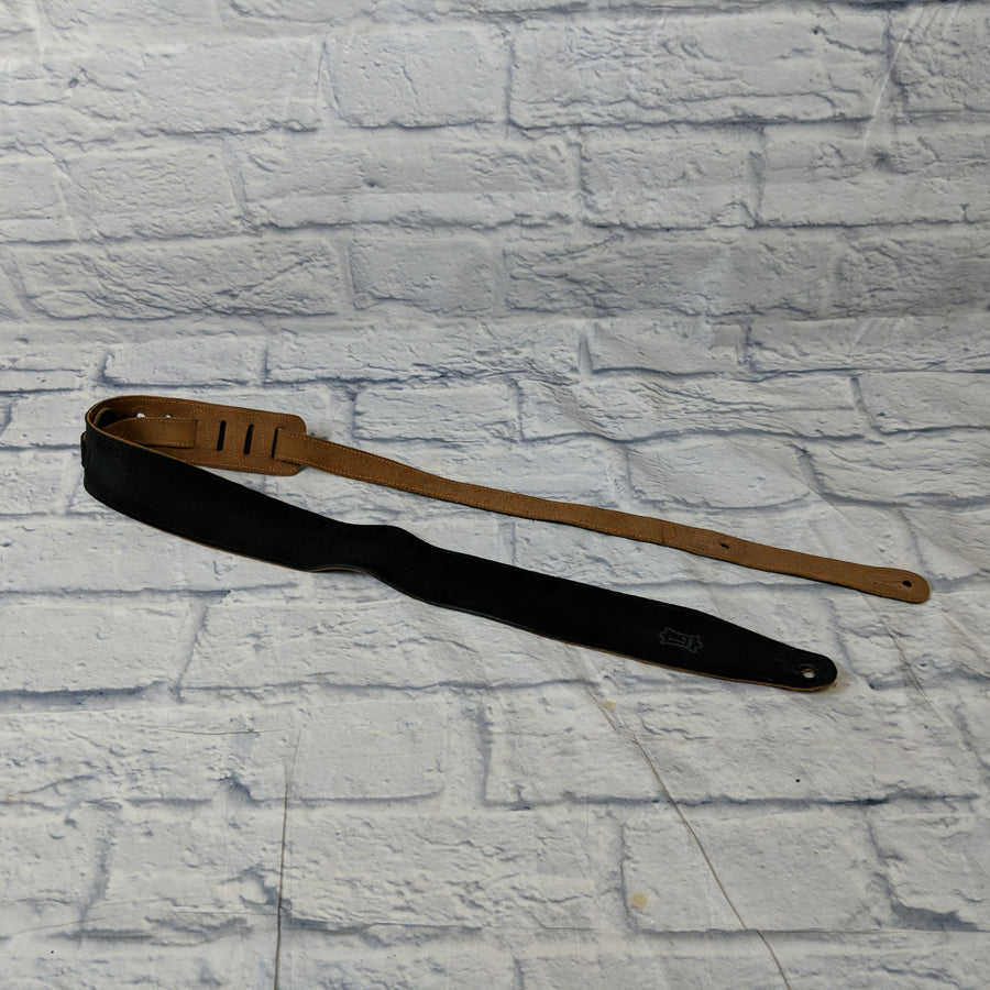 Levy's Premium 2.5" Black Brown Leather Soft Guitar Strap