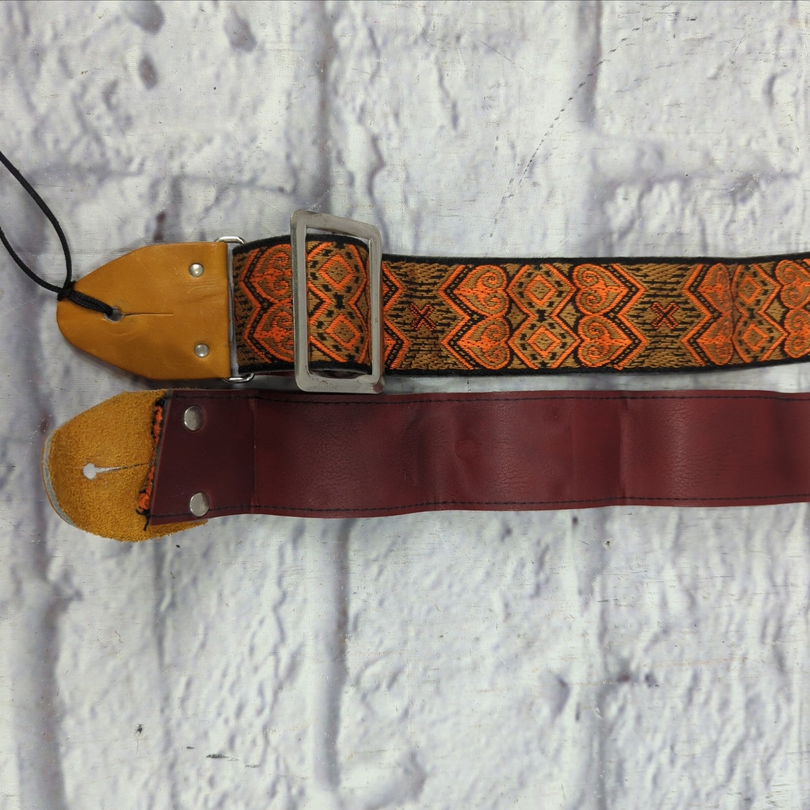 Vintage 1970's Woven Buckle 2" Guitar Strap
