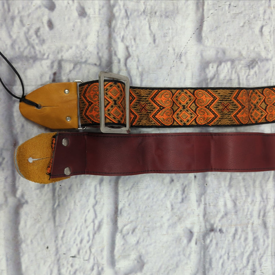Vintage 1970's Woven Buckle 2" Guitar Strap