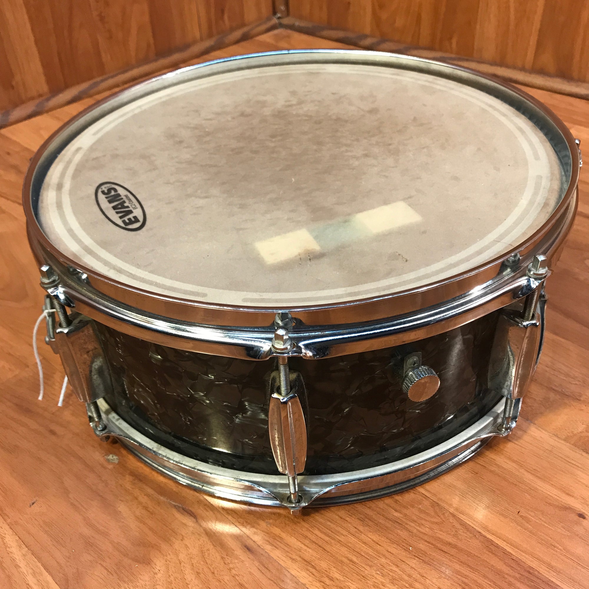 Rare 1960s Vintage Pearl 14x5.5 Maple 3Ply Snare Drum Black DIamond Finish