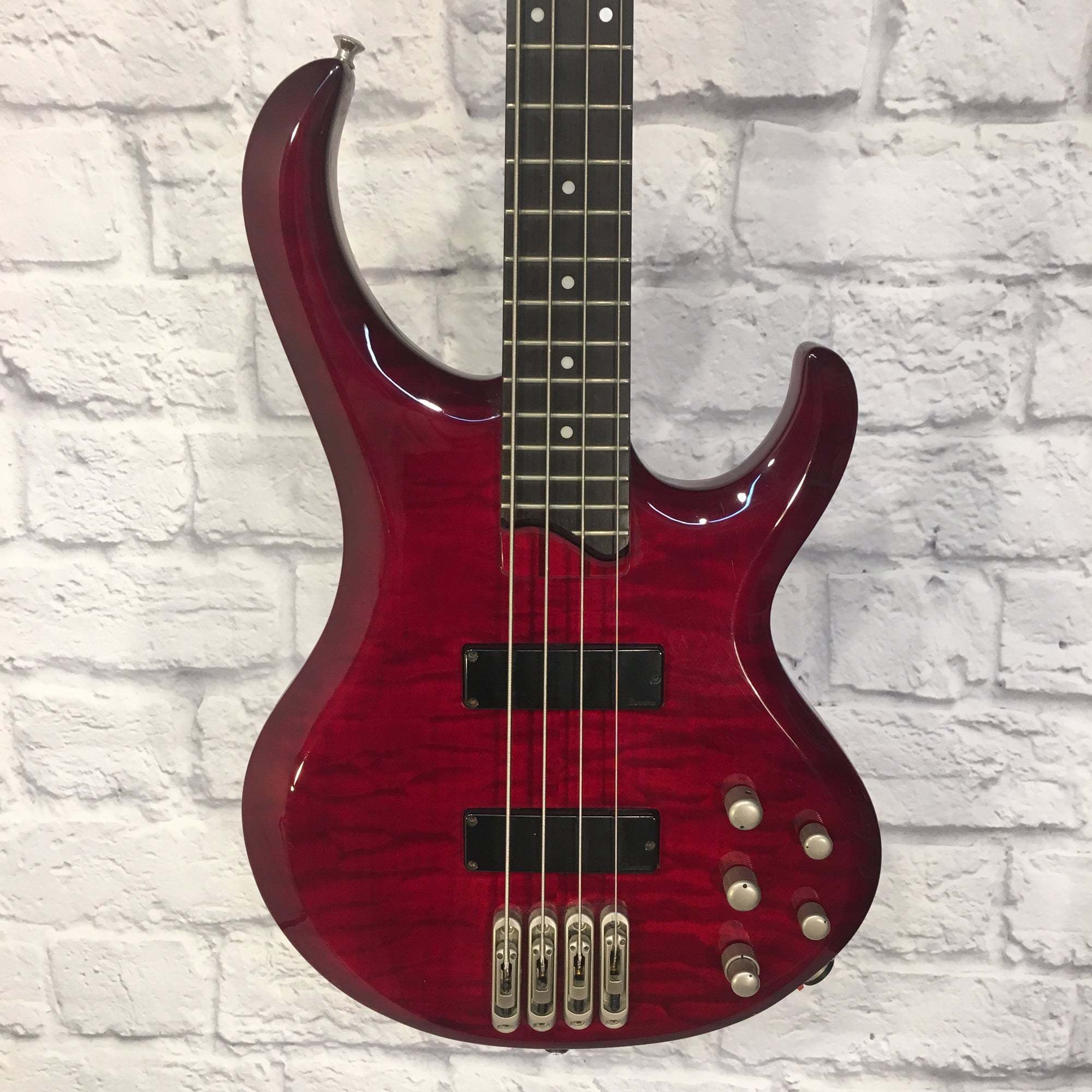 Ibanez BTB450QM 4 String Electric Bass Transparent Red