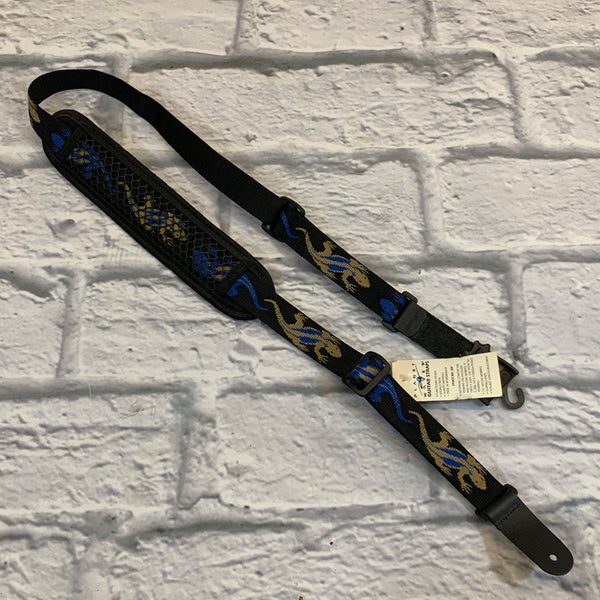 Waves Nylon Blue & Tan Lizard Guitar Strap Evolution Music