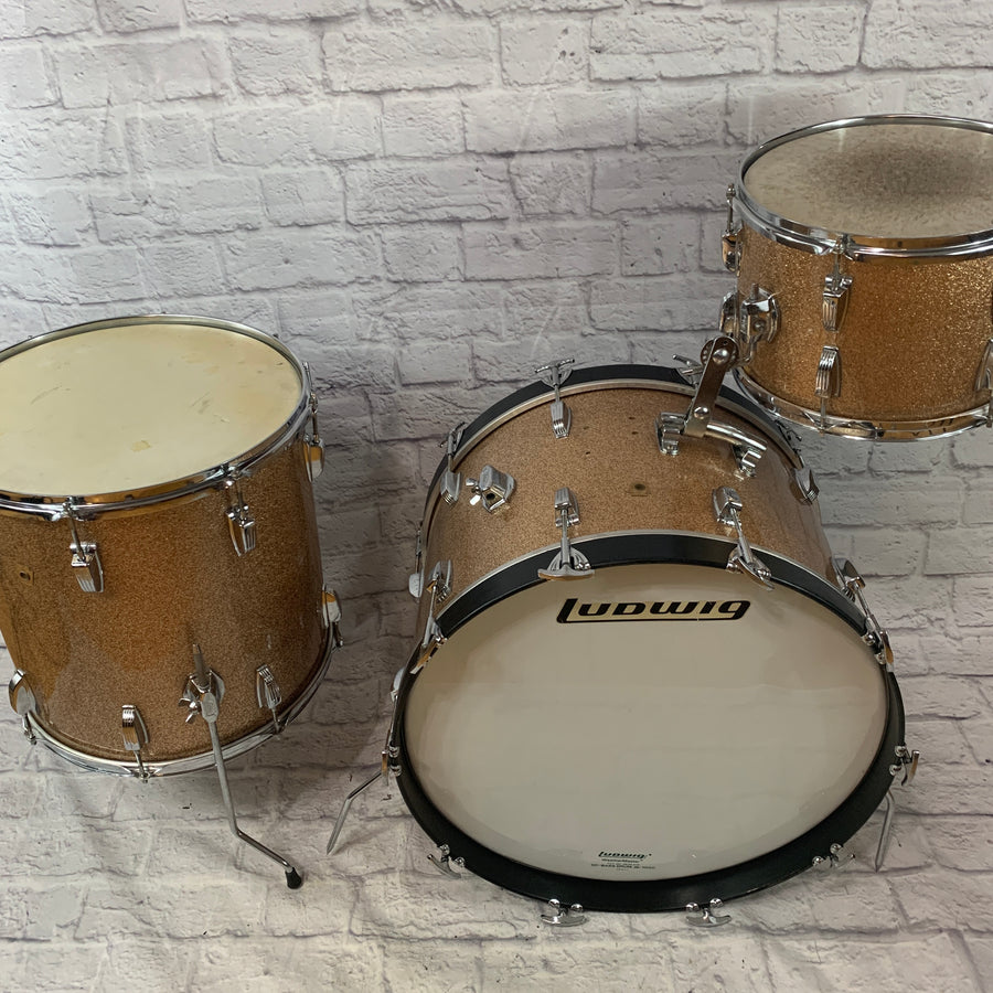 Vintage 1966 Ludwig Champagne Sparkle 3 Piece Drum Kit