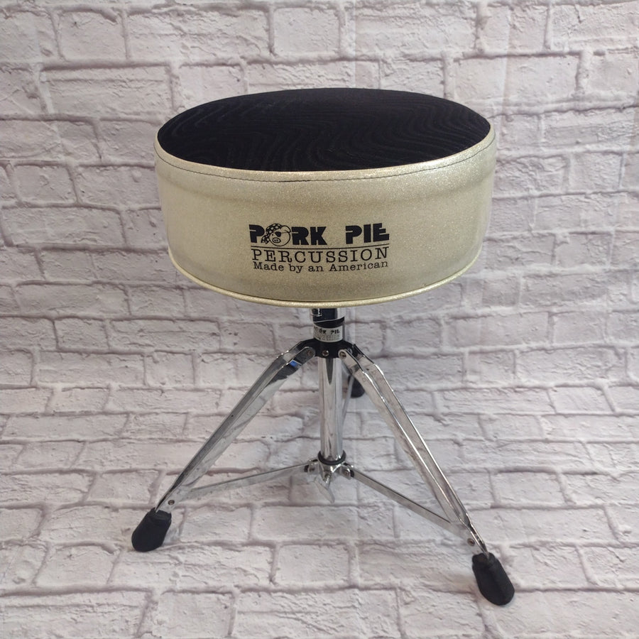 Pork Pie White Sparkle w/ Black Seat Drum Throne