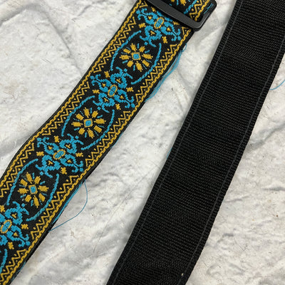 LM Products Blue-and-Yellow Embroidered Guitar Strap