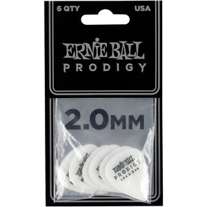 Ernie Ball 9202 Prodigy White 2.0mm High Performance Guitar Picks 1s - 6-Pack